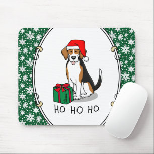 Jultomten Hat Beagle (Tri färg 3) Hund Cute Musmatta