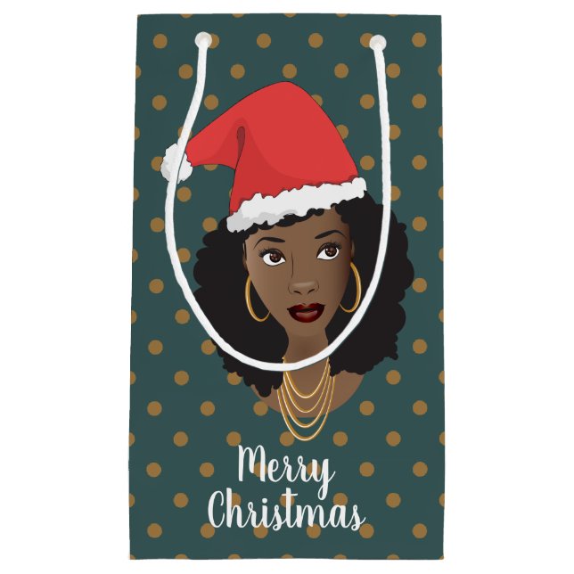 Jultomten Hat, Black Woman, Brown Dots, Teal (Framsidan)