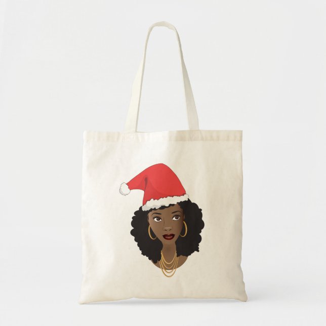 Jultomten Hat, Black Woman, Naturhåret Tygkasse (Framsidan)