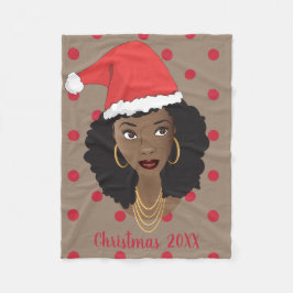 Jultomten Hat, Black Woman, Red Dots, Brown Fleecefilt