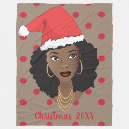 Jultomten Hat, Black Woman, Red Dots, Brown Fleecefilt