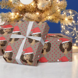 Jultomten Hat, Black Woman, Red Dots, Brown Presentpapper