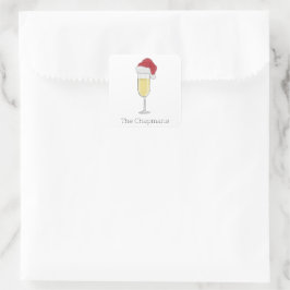 jultomten Hat Champagne Festive Fyrkantigt Klistermärke