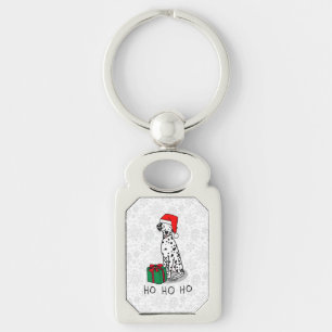 Jultomten Hat Dalmatien Hund (svart 1) Cute Rektangulärt Silverfärgad Nyckelring