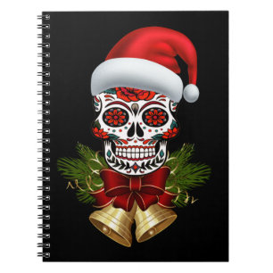 Jultomten Hat Day of the dead Sugar Skull Anteckningsbok