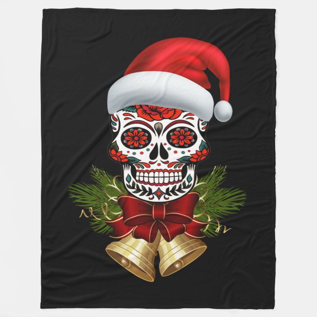 Jultomten Hat Day of the dead Sugar Skull Fleecefilt (Framsidan)