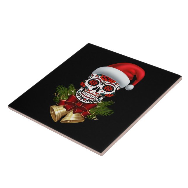 Jultomten Hat Day of the dead Sugar Skull Kakelplatta (Sidan)