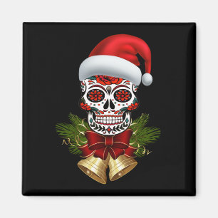 Jultomten Hat Day of the dead Sugar Skull Magnet