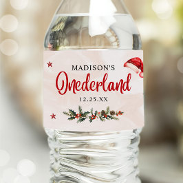 Jultomten Hat-Födelsedagsfesten Vattenflaskor Etikett