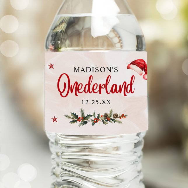 Jultomten Hat-Födelsedagsfesten Vattenflaskor Etikett (Skapare uppladdad)