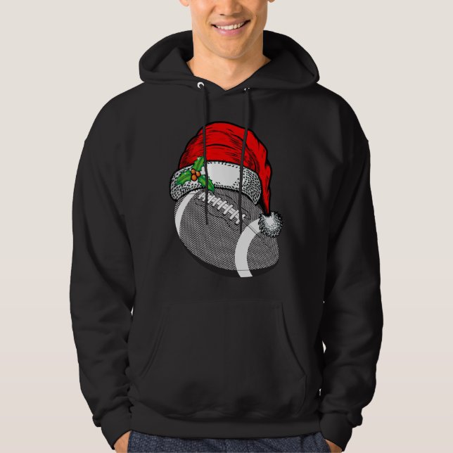 Jultomten Hat Football Sport Funny Gift Hoodie (Framsida)