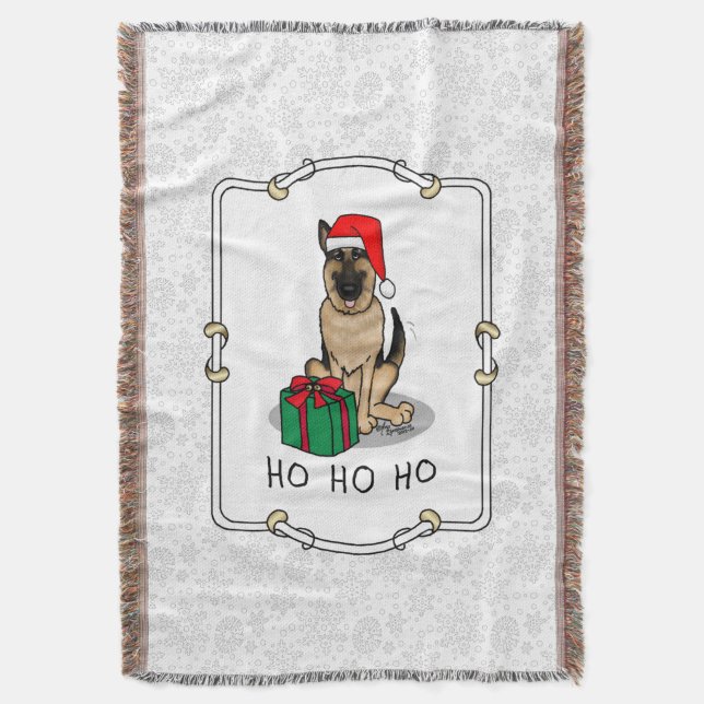 Jultomten Hat German Shepherd Hund Cute Filt (Framsidan Vertikal)