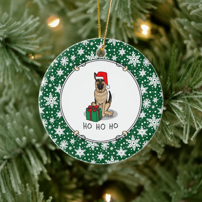 Jultomten Hat German Shepherd Hund Cute Julgransprydnad Keramik (Träd)