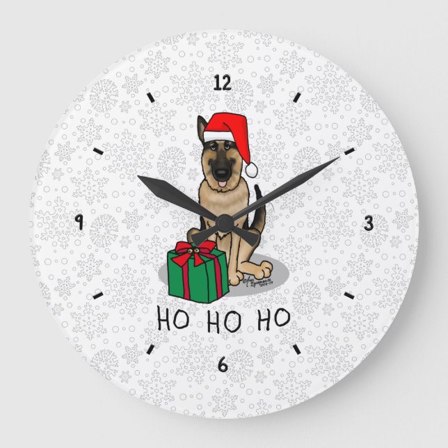 Jultomten Hat German Shepherd Hund Cute Stor Klocka (Framsida)