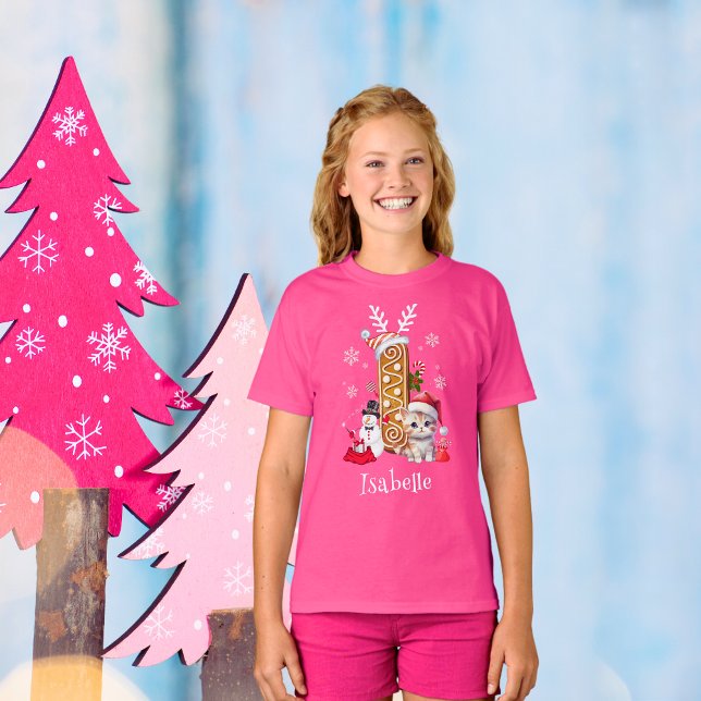 Jultomten Hat Gingerbröd Alphabet I Girl's T Shirt (Skapare uppladdad)