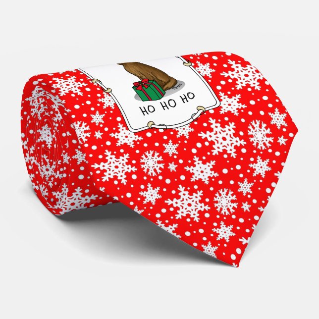 Jultomten Hat Irish Setter Hund (röd 1) Slips (Rullad)