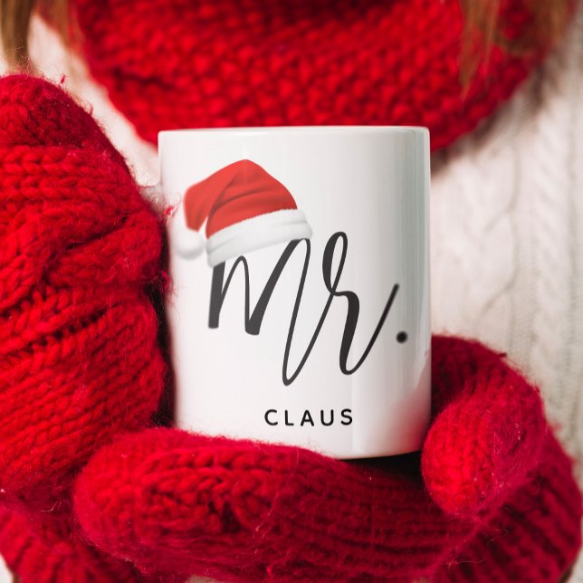 Jultomten Hat Namn Kaffemugg (Hand Lettered Mr. with a Santa hat. Keep it as Mr. Claus or change it to your last name.)