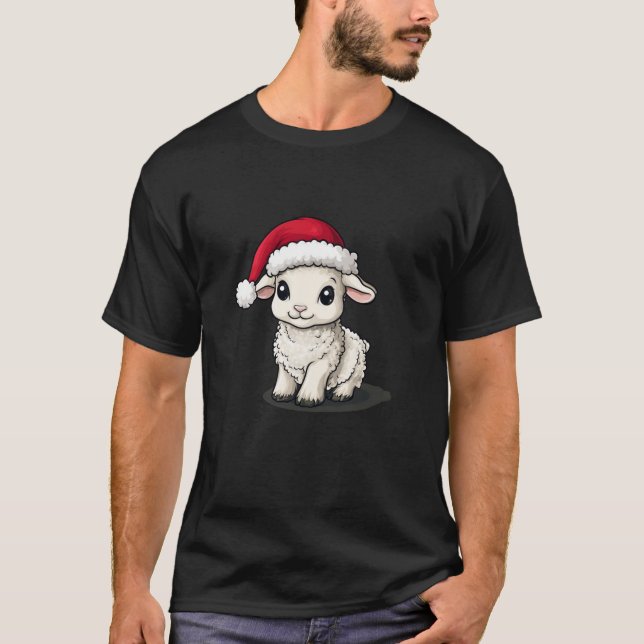 Jultomten Hat på en lamm är lika med julmagen T Shirt (Framsida)