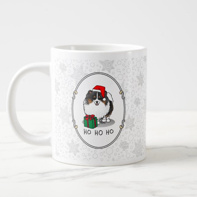 Jultomten Hat Pommern (Tri-färg) Cute Jumbo Mugg (Vänster)