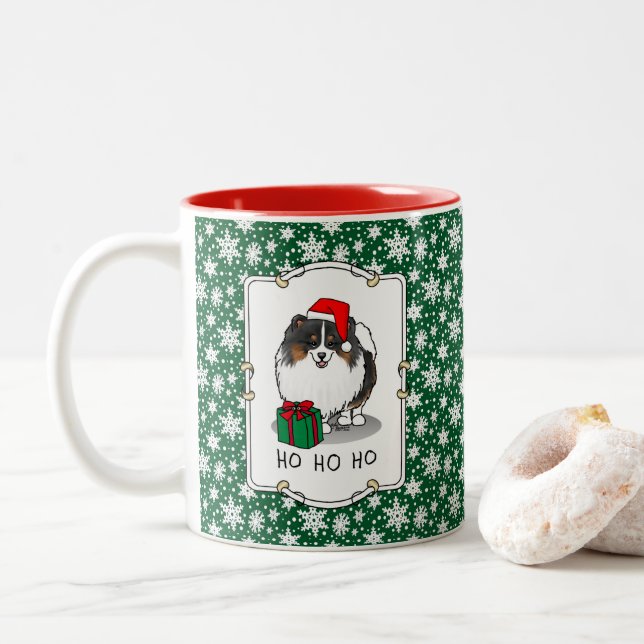 Jultomten Hat Pommern (Tri-färg) Cute Två-Tonad Mugg (Med munk)