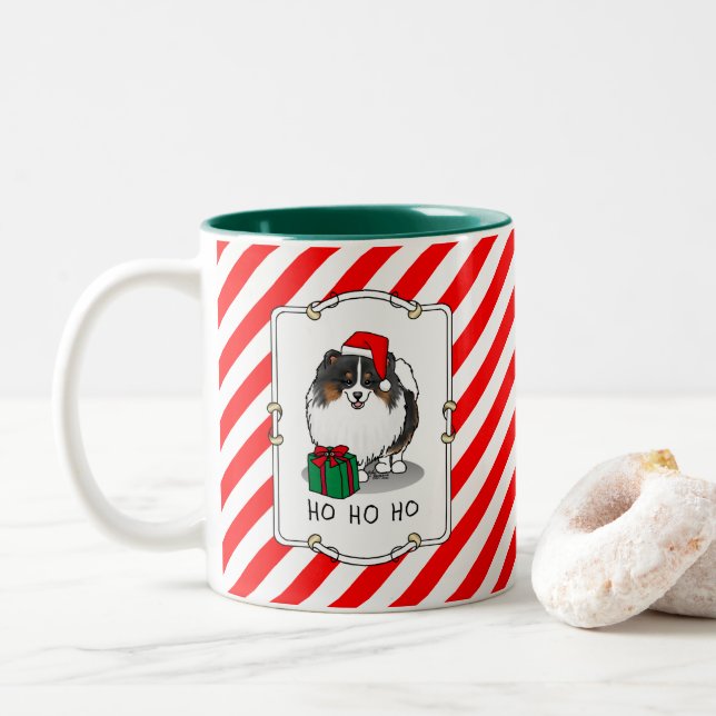 Jultomten Hat Pommern (Tri-färg) Cute Två-Tonad Mugg (Med munk)