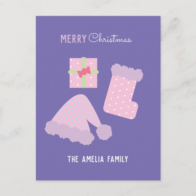 Jultomten Hat Present Stocking Vykort (Framsida)