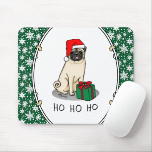 Jultomten Hat Pug Hund (ljusfawn) Cute Musmatta