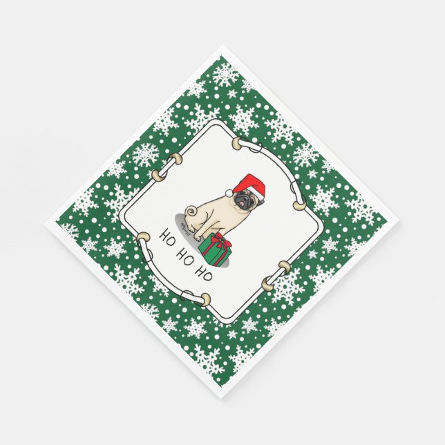 Jultomten Hat Pug Hund (ljusfawn) Cute Pappersservett (Hörn)