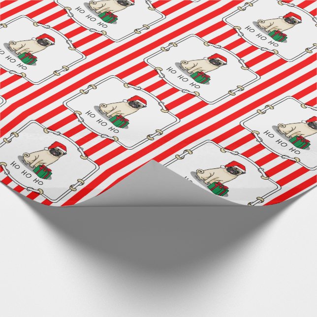 Jultomten Hat Pug Hund (ljusfawn) Cute Presentpapper (Hörn)