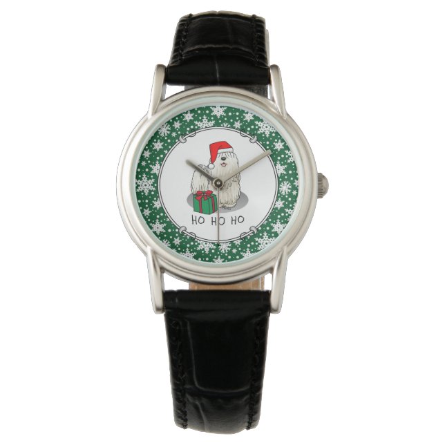 Jultomten Hat Puli Hund (vit) Cute Funny Armbandsur (Framsida)