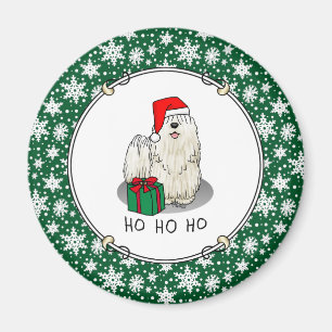 Jultomten Hat Puli Hund (vit) Cute Funny Magnet