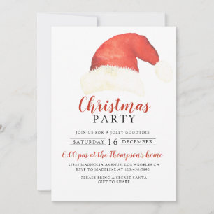 jultomten Hat Rustic Red-familjen jul Party Inbjudningar