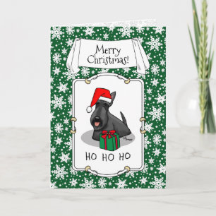 Jultomten Hat Scottish Terrier (svart) Cute Kort