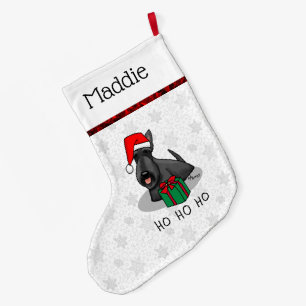 Jultomten Hat Scottish Terrier (svart) Cute Stor Julstrumpa
