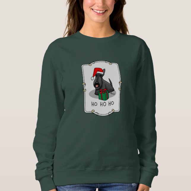Jultomten Hat Scottish Terrier (svart) Cute T Shirt (Framsida)