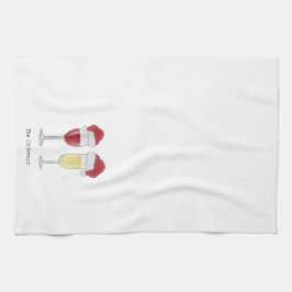 Jultomten Hat Vin Champagne Glass Anpassningsbar Kökshandduk