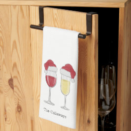 Jultomten Hat Vin Champagne Glass Anpassningsbar Kökshandduk