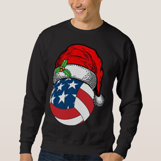 Jultomten Hat Volleyball Sport Funny Gift Lång Ärmad Tröja (Framsida)