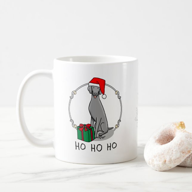 Jultomten Hat Weimaraner Hund (grått 1) Cute Kaffemugg (Med munk)