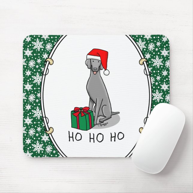 Jultomten Hat Weimaraner Hund (grått 1) Cute Musmatta (Med mus)