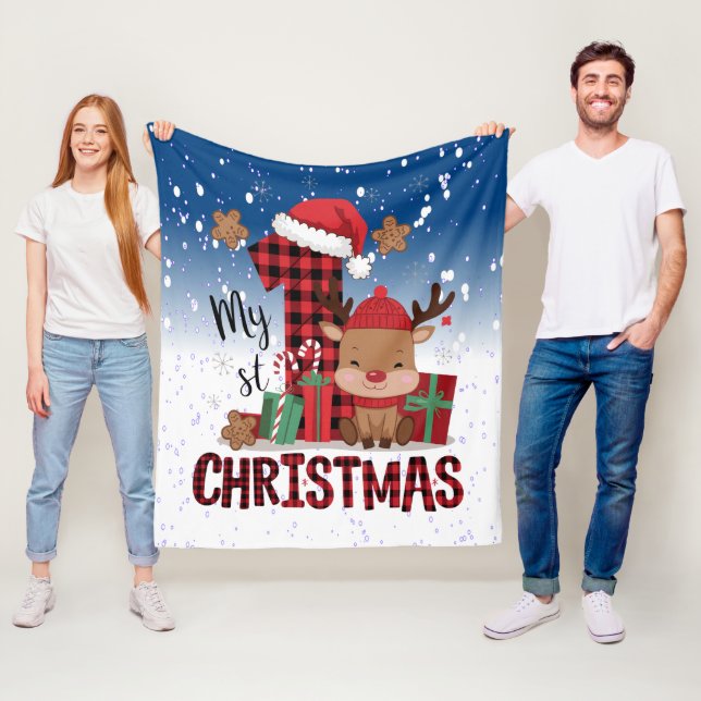 Jultomten Hat White Snö Baby Reindeer Fleecefilt (På plats)