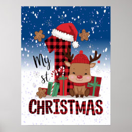 Jultomten Hat White Snö Baby Reindeer Poster