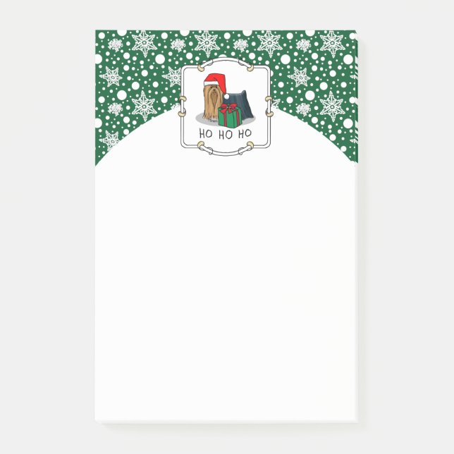 Jultomten Hat Yorkshire Terrier Yorkie Cute Post-it Block (Framsida)
