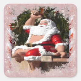Jultomten Hawaii Fyrkantigt Klistermärke