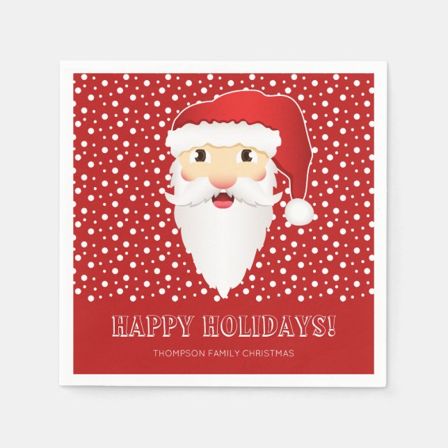 Jultomten Head på Red & Custom Name-jul Pappersservett (Framsidan)