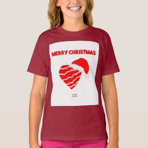 Jultomten Heart Girls Maroon Basic T Shirt