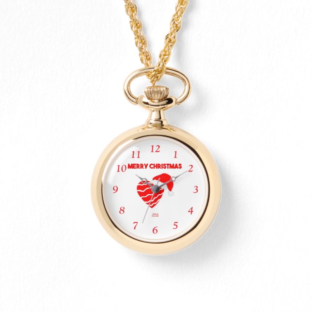 Jultomten Heart Guld Necklace Watch Armbandsur (Framsida)