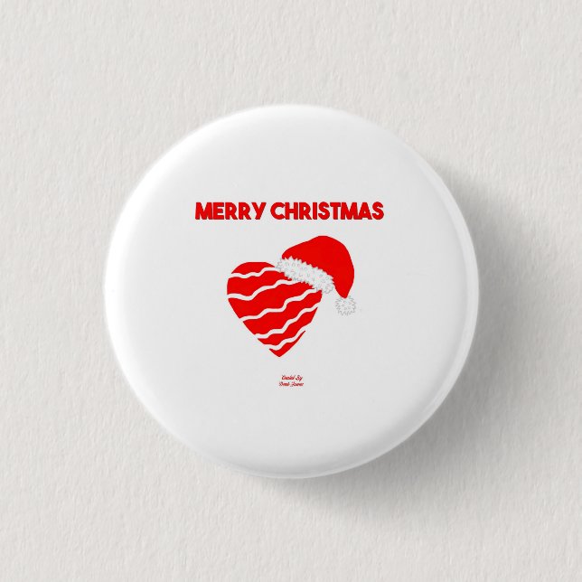 Jultomten Heart Round Button Knapp (Framsida)