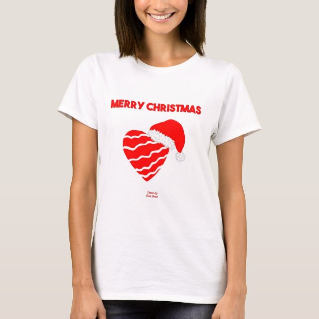 Jultomten Heart Women's White Basic T Shirt (Framsida)