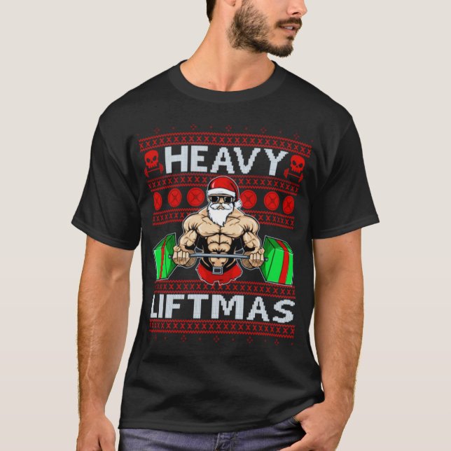 Jultomten Heavy Liftmas T-Shirt (Framsida)